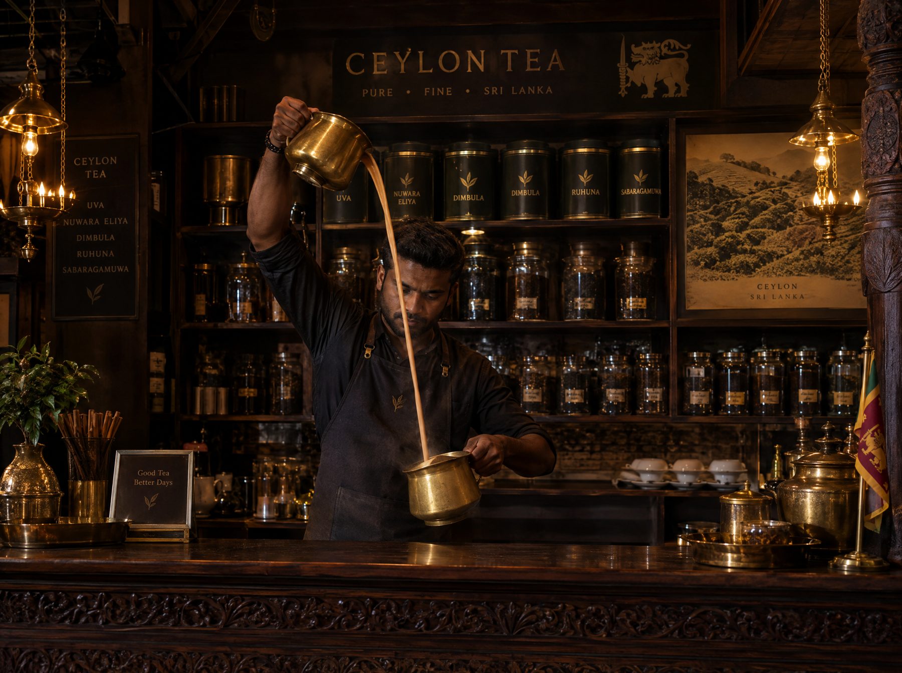 Milk tea pulled at the tea bar